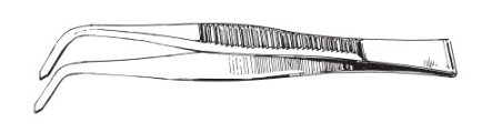 Special curved tweezers with shrap tip