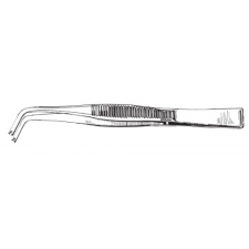 Special curved tweezers with tip groove